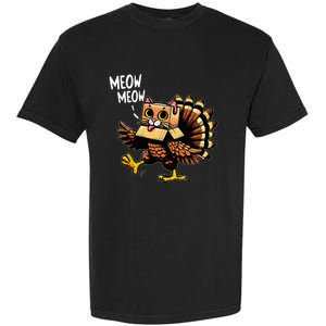 Funny Turkey Cat Meow Happy Thanksgiving Day Garment-Dyed Heavyweight T-Shirt