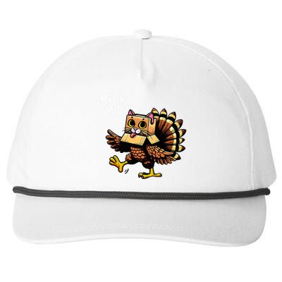 Funny Turkey Cat Meow Happy Thanksgiving Day Snapback Five-Panel Rope Hat