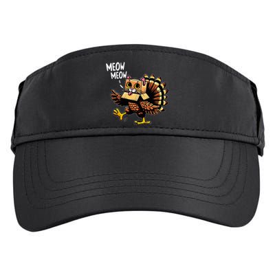 Funny Turkey Cat Meow Happy Thanksgiving Day Adult Drive Performance Visor