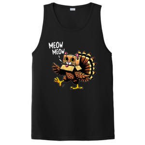 Funny Turkey Cat Meow Happy Thanksgiving Day PosiCharge Competitor Tank