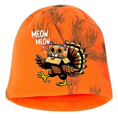 Funny Turkey Cat Meow Happy Thanksgiving Day Kati - Camo Knit Beanie