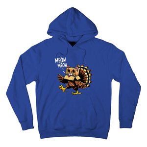 Funny Turkey Cat Meow Happy Thanksgiving Day Hoodie