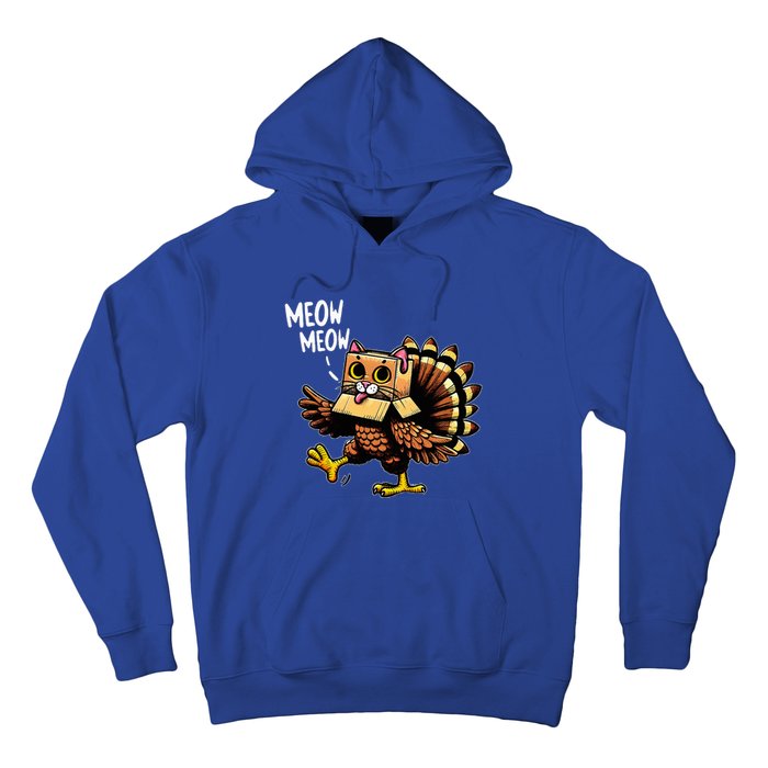 Funny Turkey Cat Meow Happy Thanksgiving Day Hoodie