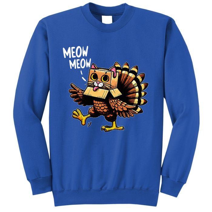 Funny Turkey Cat Meow Happy Thanksgiving Day Sweatshirt