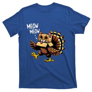 Funny Turkey Cat Meow Happy Thanksgiving Day T-Shirt