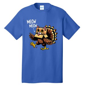 Funny Turkey Cat Meow Happy Thanksgiving Day Tall T-Shirt