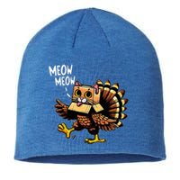 Funny Turkey Cat Meow Happy Thanksgiving Day Sustainable Beanie