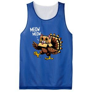 Funny Turkey Cat Meow Happy Thanksgiving Day Mesh Reversible Basketball Jersey Tank