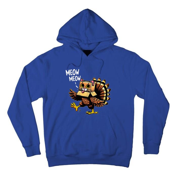 Funny Turkey Cat Meow Happy Thanksgiving Day Tall Hoodie