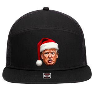 Funny Trump Christmas Holiday Santa Hat Trump Xmas Gift 7 Panel Mesh Trucker Snapback Hat