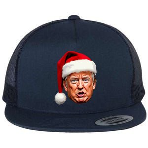 Funny Trump Christmas Holiday Santa Hat Trump Xmas Gift Flat Bill Trucker Hat