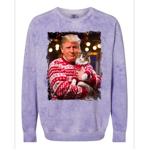 Funny Trump Christmas Sweater For Cat Lovers Xmas Pajamas Colorblast Crewneck Sweatshirt