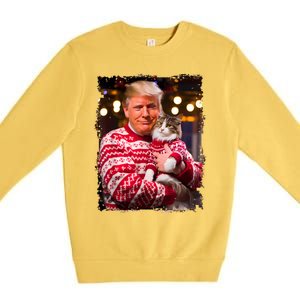 Funny Trump Christmas Sweater For Cat Lovers Xmas Pajamas Premium Crewneck Sweatshirt