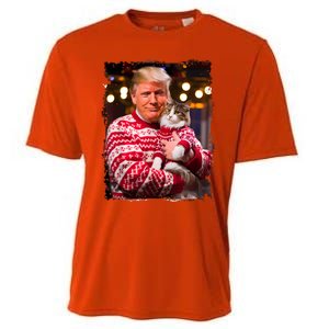 Funny Trump Christmas Sweater For Cat Lovers Xmas Pajamas Cooling Performance Crew T-Shirt