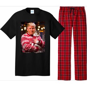 Funny Trump Christmas Sweater For Cat Lovers Xmas Pajamas Pajama Set