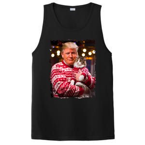 Funny Trump Christmas Sweater For Cat Lovers Xmas Pajamas PosiCharge Competitor Tank