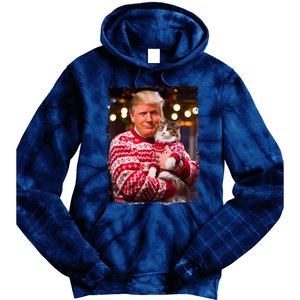 Funny Trump Christmas Sweater For Cat Lovers Xmas Pajamas Tie Dye Hoodie