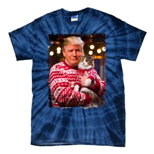 Funny Trump Christmas Sweater For Cat Lovers Xmas Pajamas Tie-Dye T-Shirt