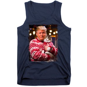 Funny Trump Christmas Sweater For Cat Lovers Xmas Pajamas Tank Top