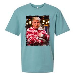 Funny Trump Christmas Sweater For Cat Lovers Xmas Pajamas Sueded Cloud Jersey T-Shirt