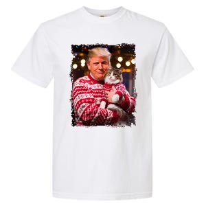 Funny Trump Christmas Sweater For Cat Lovers Xmas Pajamas Garment-Dyed Heavyweight T-Shirt