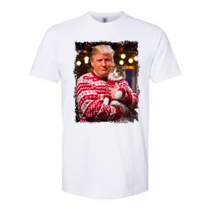 Funny Trump Christmas Sweater For Cat Lovers Xmas Pajamas Softstyle CVC T-Shirt