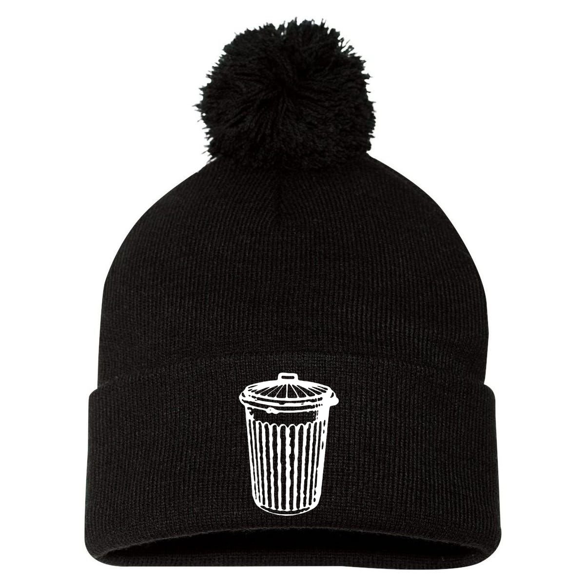 Fun Trash Can Meaningful Gift Garbage Day Pom Pom 12in Knit Beanie