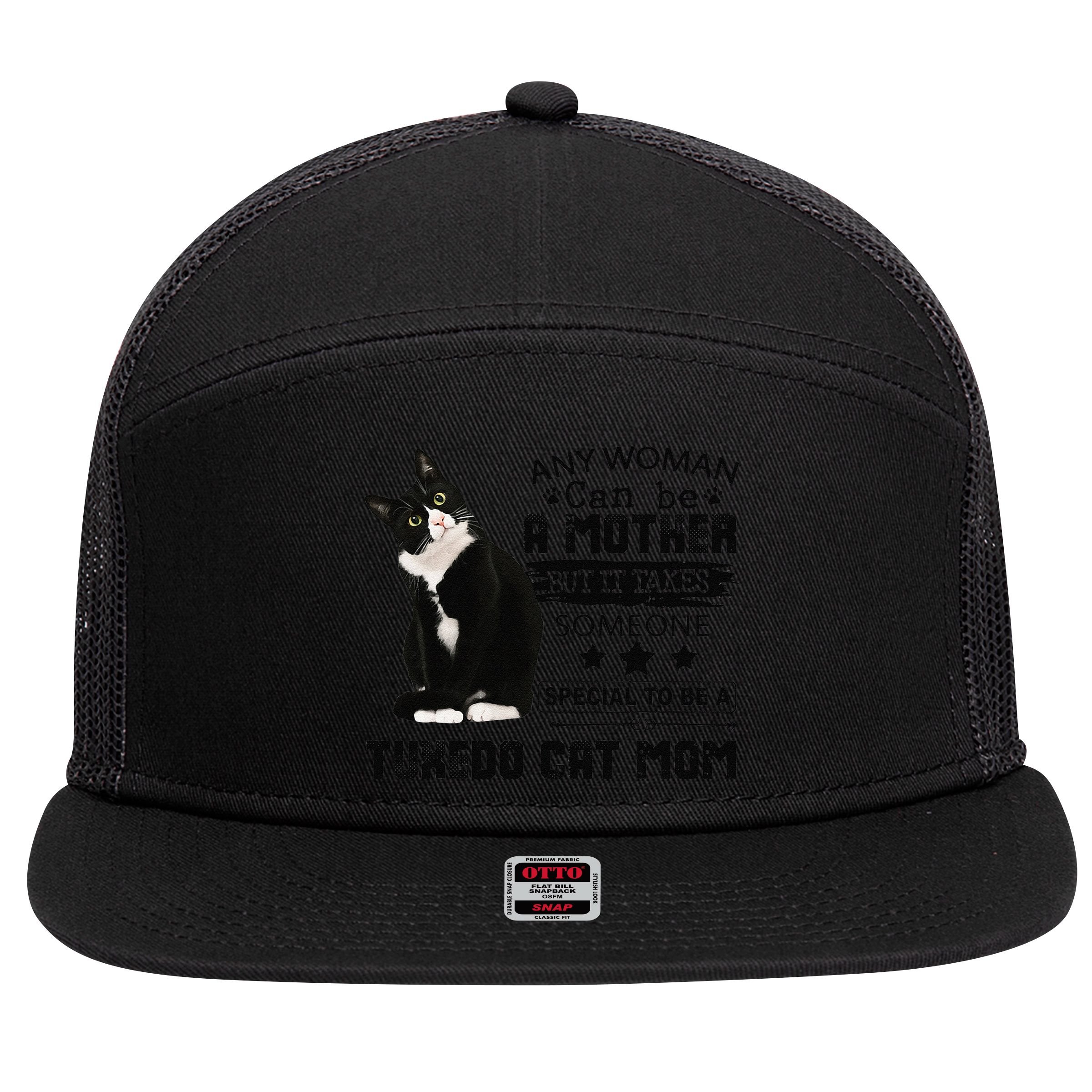 Funny Tuxedo Cat Mom Quote Tuxie Cat Gift 7 Panel Mesh Trucker Snapback Hat