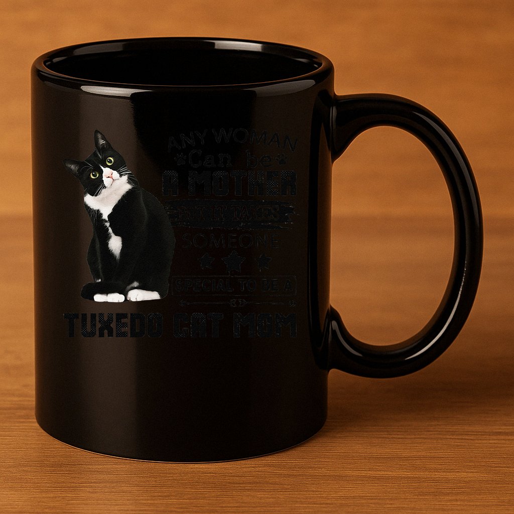Funny Tuxedo Cat Mom Quote Tuxie Cat Gift 11oz C Handle Ceramic Mug