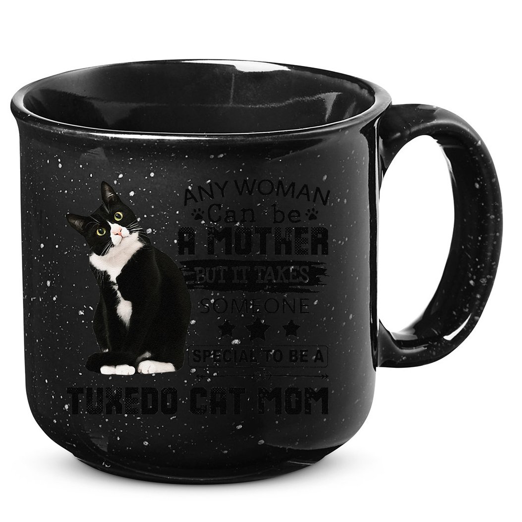Funny Tuxedo Cat Mom Quote Tuxie Cat Gift 15oz Campfire Ceramic Mug