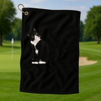 Funny Tuxedo Cat Mom Quote Tuxie Cat Gift Golf Towel