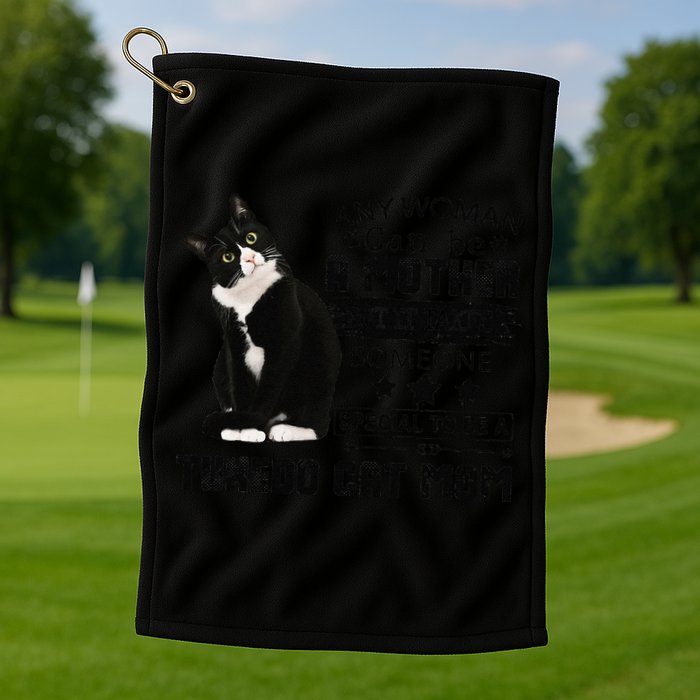 Funny Tuxedo Cat Mom Quote Tuxie Cat Gift Golf Towel