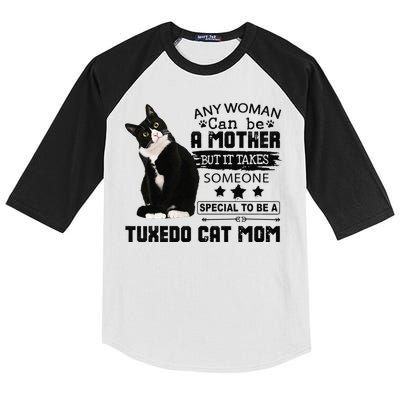 Funny Tuxedo Cat Mom Quote Tuxie Cat Gift Kids Colorblock Raglan Jersey