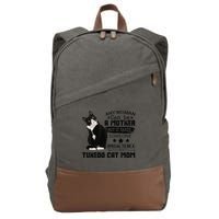 Funny Tuxedo Cat Mom Quote Tuxie Cat Gift Cotton Canvas Backpack