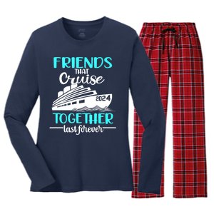 Friends That Cruise Together Last Forever Women's Long Sleeve Flannel Pajama Set 