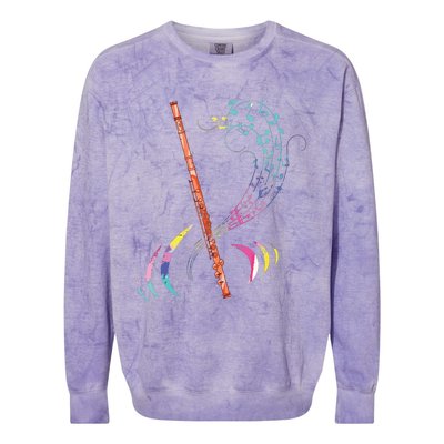 Flutist Treble Clef Classical Music Colorful Flute Colorblast Crewneck Sweatshirt