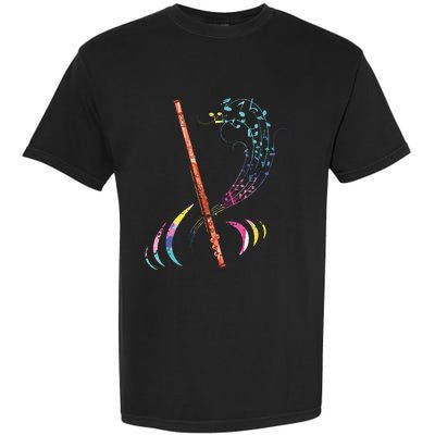 Flutist Treble Clef Classical Music Colorful Flute Garment-Dyed Heavyweight T-Shirt