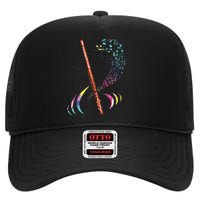 Flutist Treble Clef Classical Music Colorful Flute High Crown Mesh Back Trucker Hat