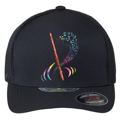 Flutist Treble Clef Classical Music Colorful Flute Flexfit Unipanel Trucker Cap