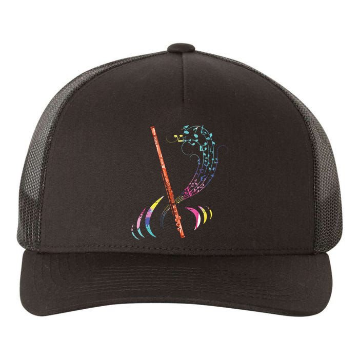 Flutist Treble Clef Classical Music Colorful Flute Yupoong Adult 5-Panel Trucker Hat