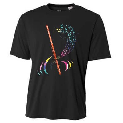 Flutist Treble Clef Classical Music Colorful Flute Cooling Performance Crew T-Shirt