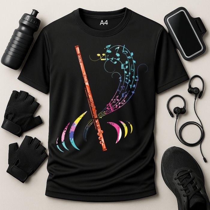 Flutist Treble Clef Classical Music Colorful Flute Performance Shirt