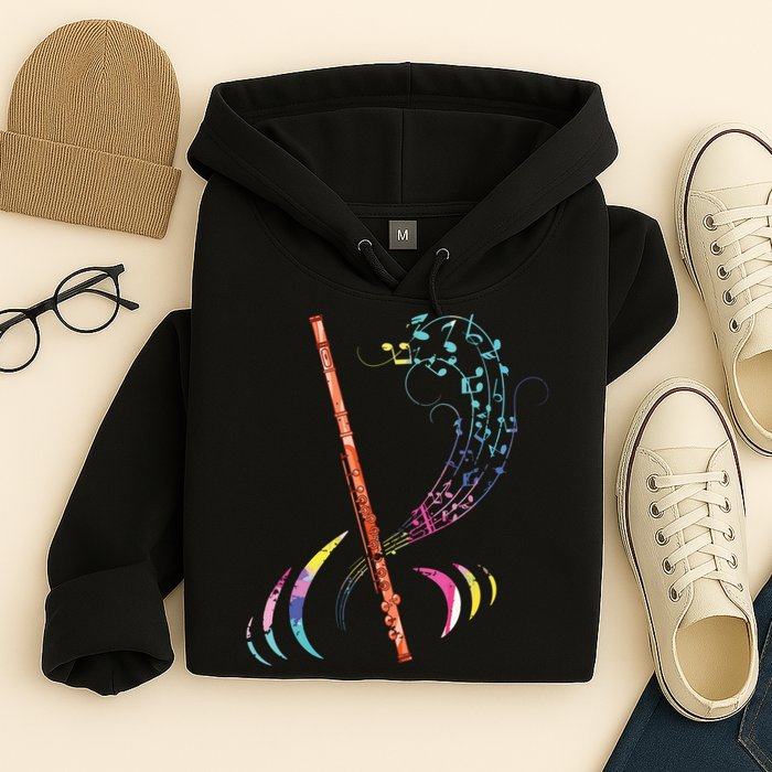 Flutist Treble Clef Classical Music Colorful Flute Hoodie