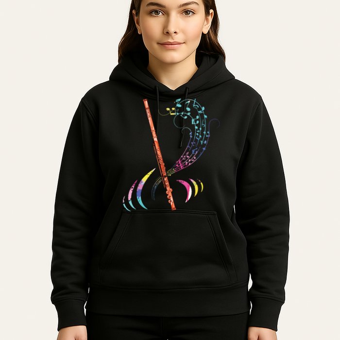 Flutist Treble Clef Classical Music Colorful Flute Hoodie