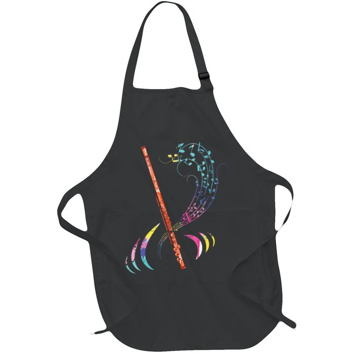 Flutist Treble Clef Classical Music Colorful Flute Apron