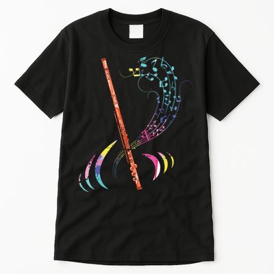 Flutist Treble Clef Classical Music Colorful Flute Tall T-Shirt