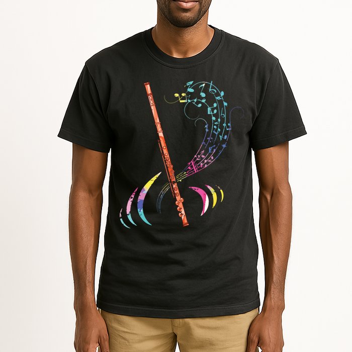 Flutist Treble Clef Classical Music Colorful Flute Tall T-Shirt