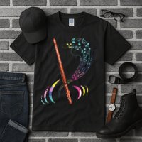 Flutist Treble Clef Classical Music Colorful Flute Tall T-Shirt