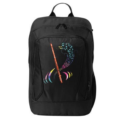 Flutist Treble Clef Classical Music Colorful Flute City Backpack