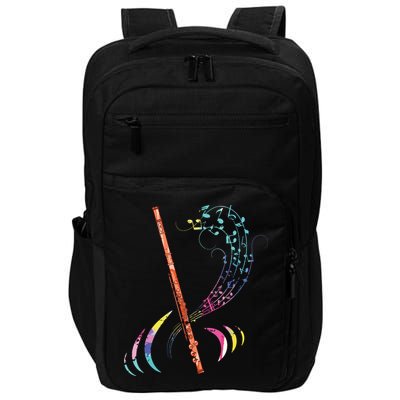 Flutist Treble Clef Classical Music Colorful Flute Impact Tech Backpack